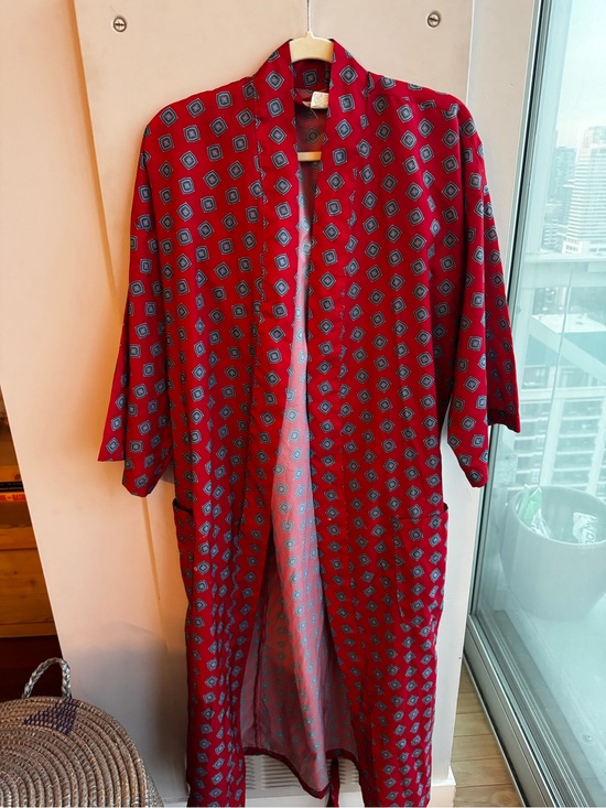 bill blass Other - Vintage Bill Blass Red Printed Long Kimono Robe Duster